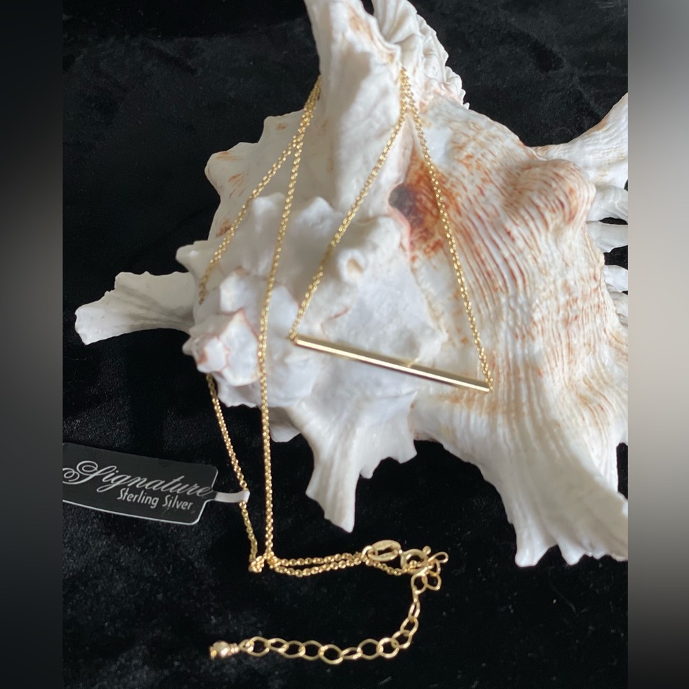 Bar Necklace Signature 18k Gold over 925 Sterling Silver bar necklace NWT 🧡🛍️